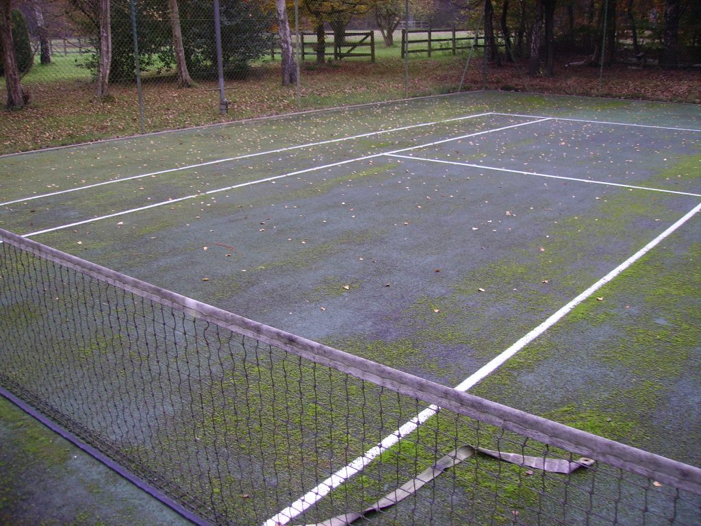 Moss Covered Asphalt Tennis Court Sweepfast